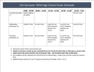 Fall Exam Schedule 2024